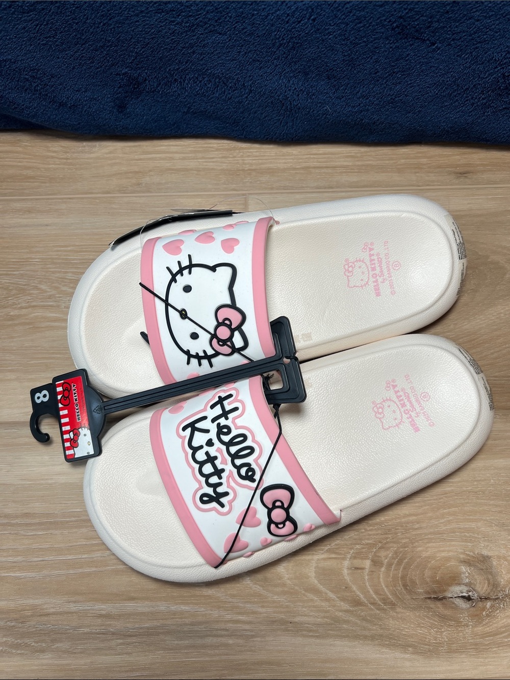 Hello Kitty Sanrio White and Pink Slide Sandals. Size 8. Brand new. Never worn.